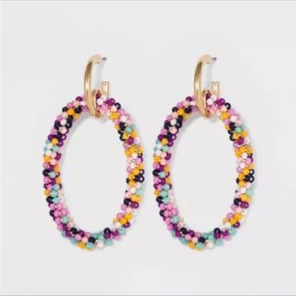 BaubleBar Jewelry - BaubleBar Multicolor Beaded Oval Earrings